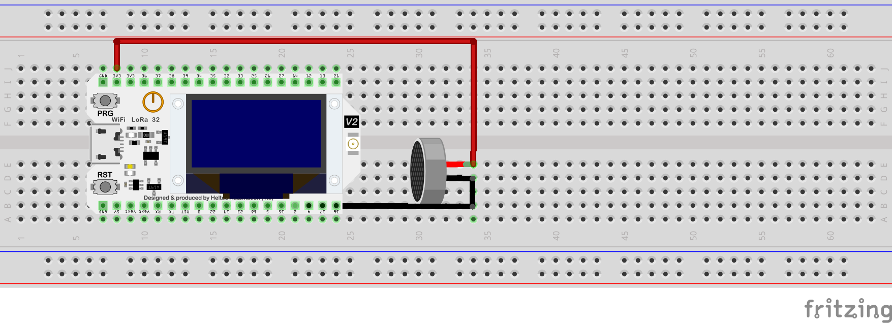 Blokschema van de geluidssensor met Arduino WiFi Kit 32 voor decibelmeting